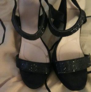 Black sparkly high heeled shoes